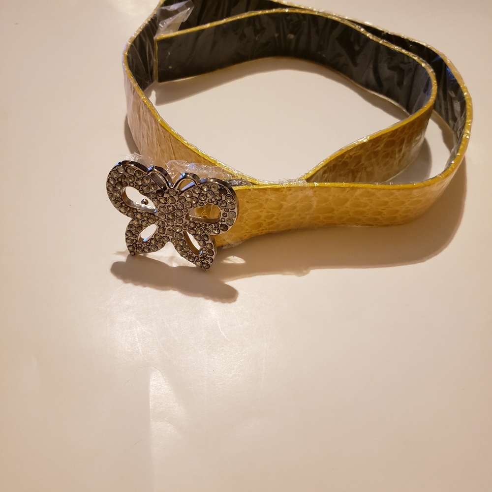 Women gold look like snake skin belt